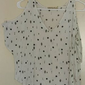 White Patterned Shoulderless Top